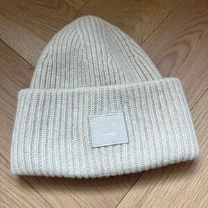 Acne Studios Off-White Ribbed Beanie